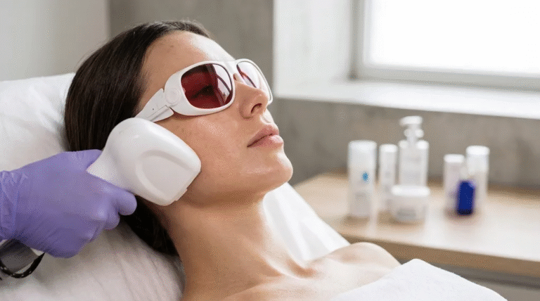 Laser treatment for hyperpigmentation showing clearer and more even skin tone