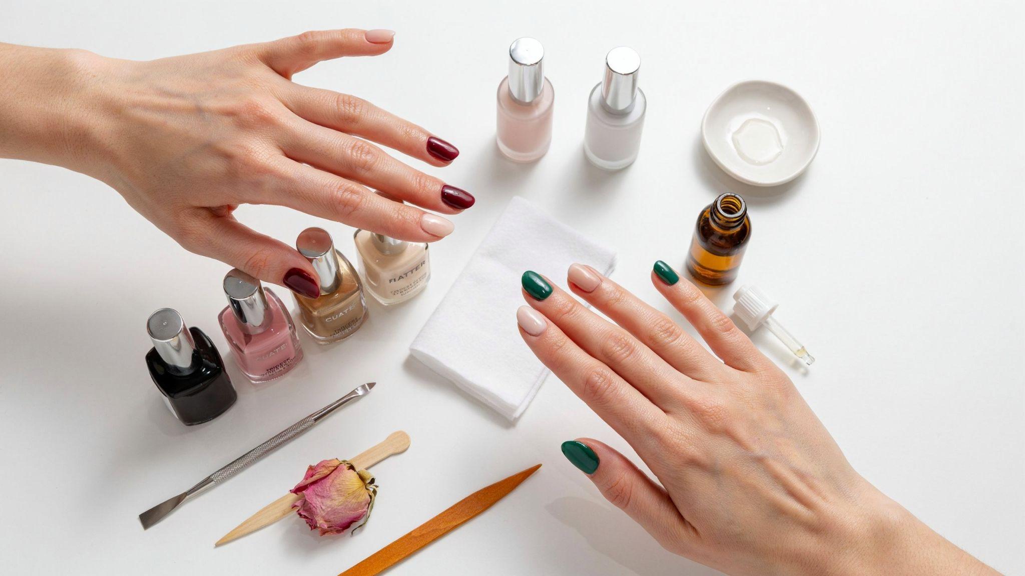 Nail polish coats, colors, and manicure products affecting drying time on prepared nails