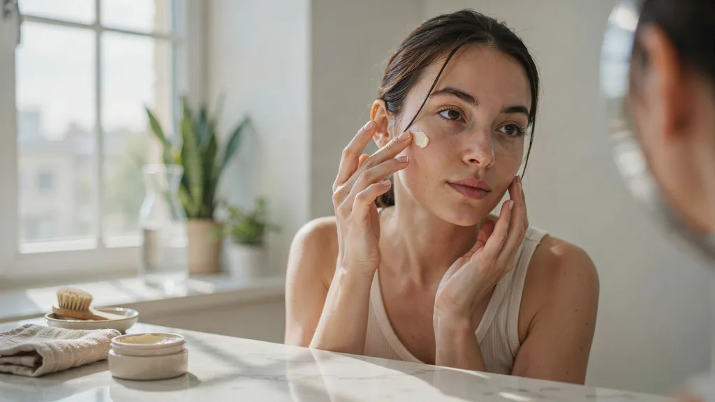 Correct application of shea butter on facial skin.