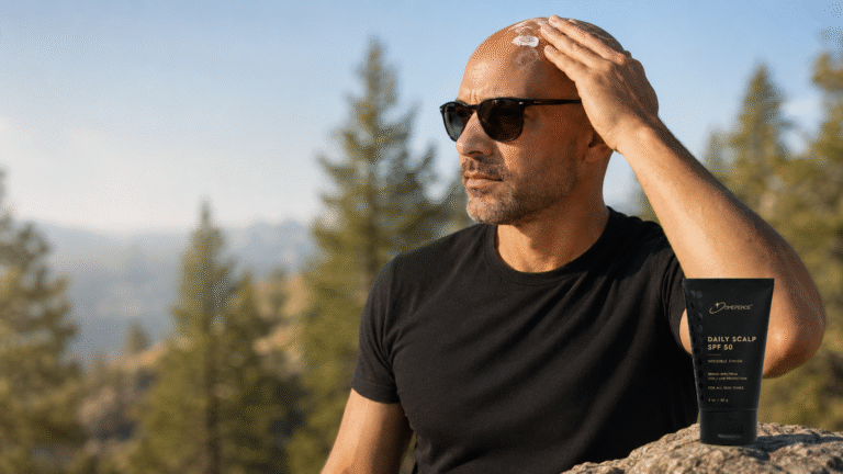 A man with sunglasses and a beard is holding his head, appearing contemplative or distressed.