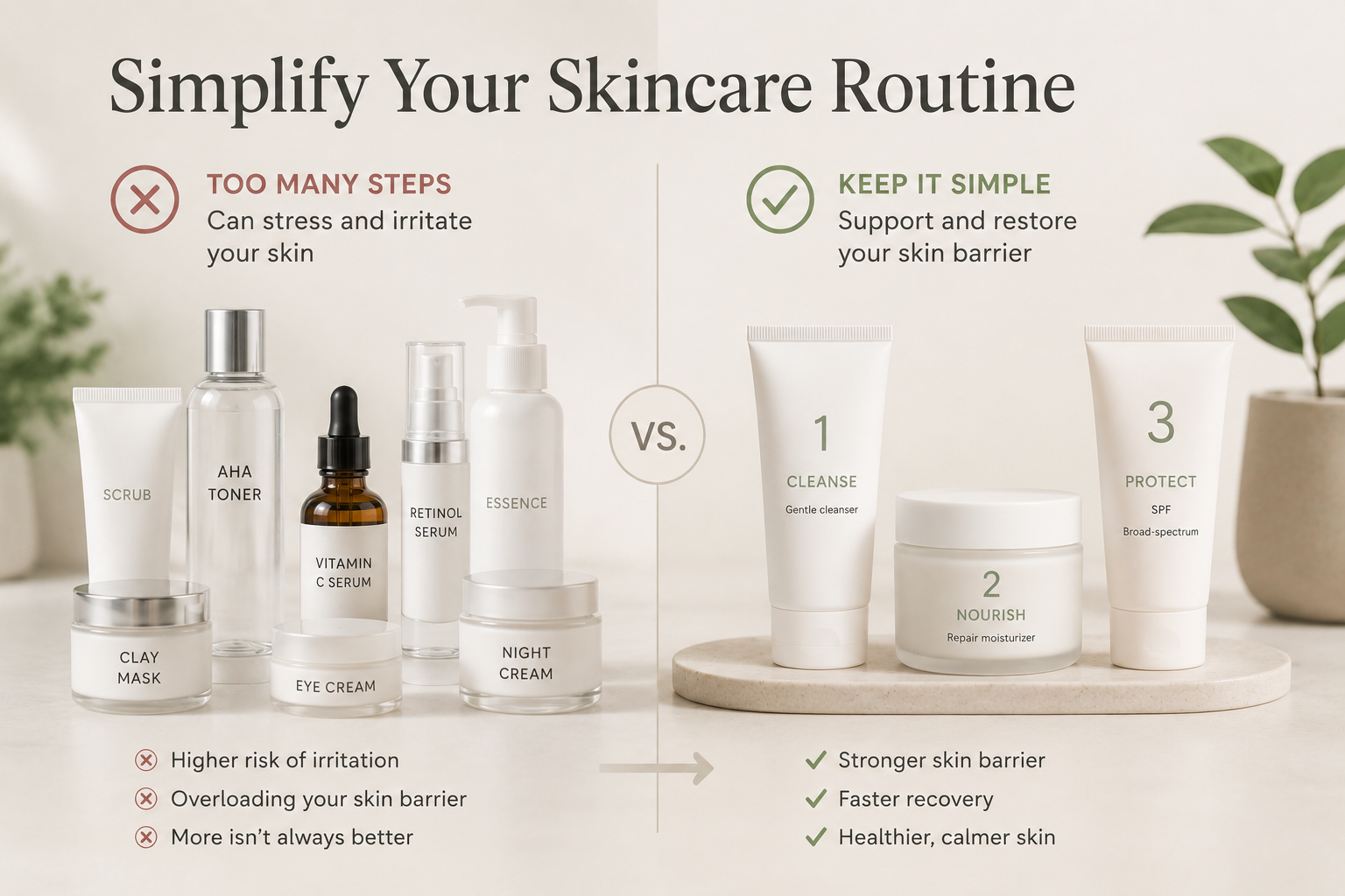 A visual guide illustrating an effective skincare routine tailored for various skin types and concerns.