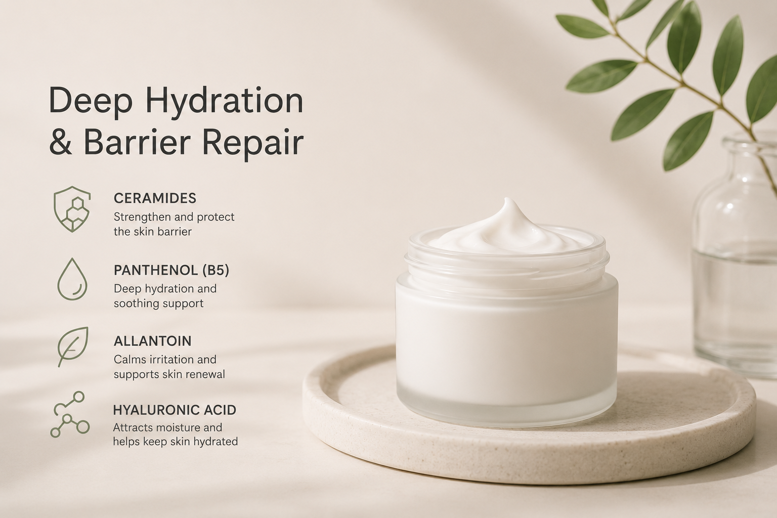 Image depicting a skincare product focused on deep hydration and barrier repair for healthy skin.