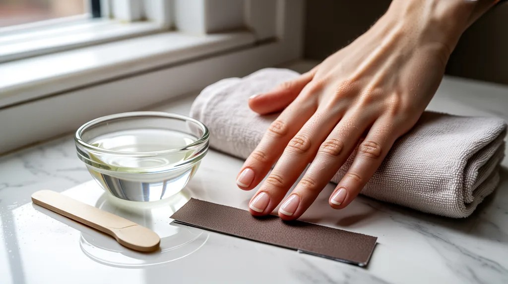 Squoval nail shape with softened square corners.