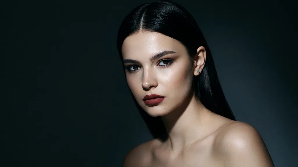 Midnight black hair with an ultra-deep, dramatic dark tone.