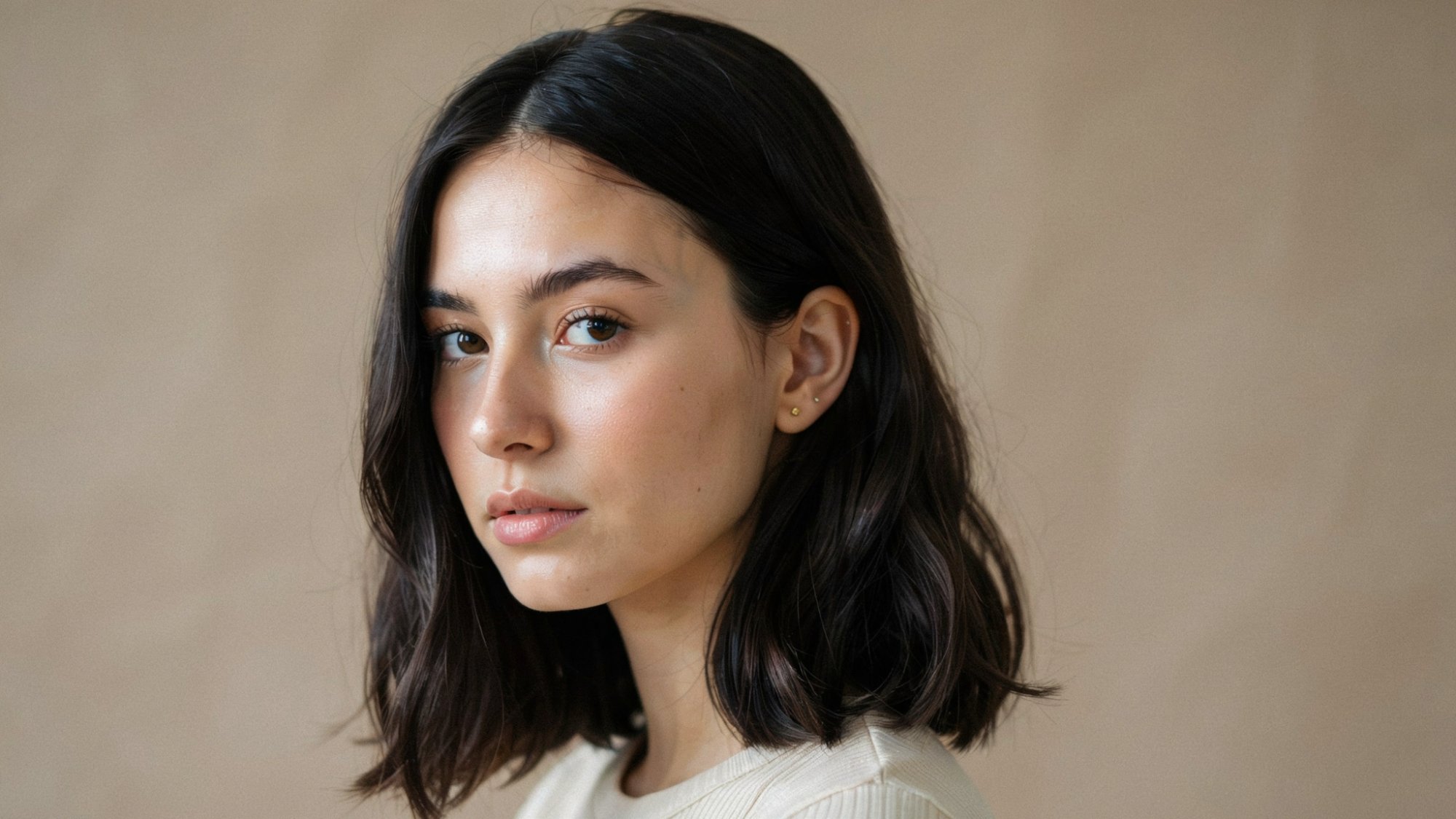 Soft black hair with a lighter, more natural-looking finish.