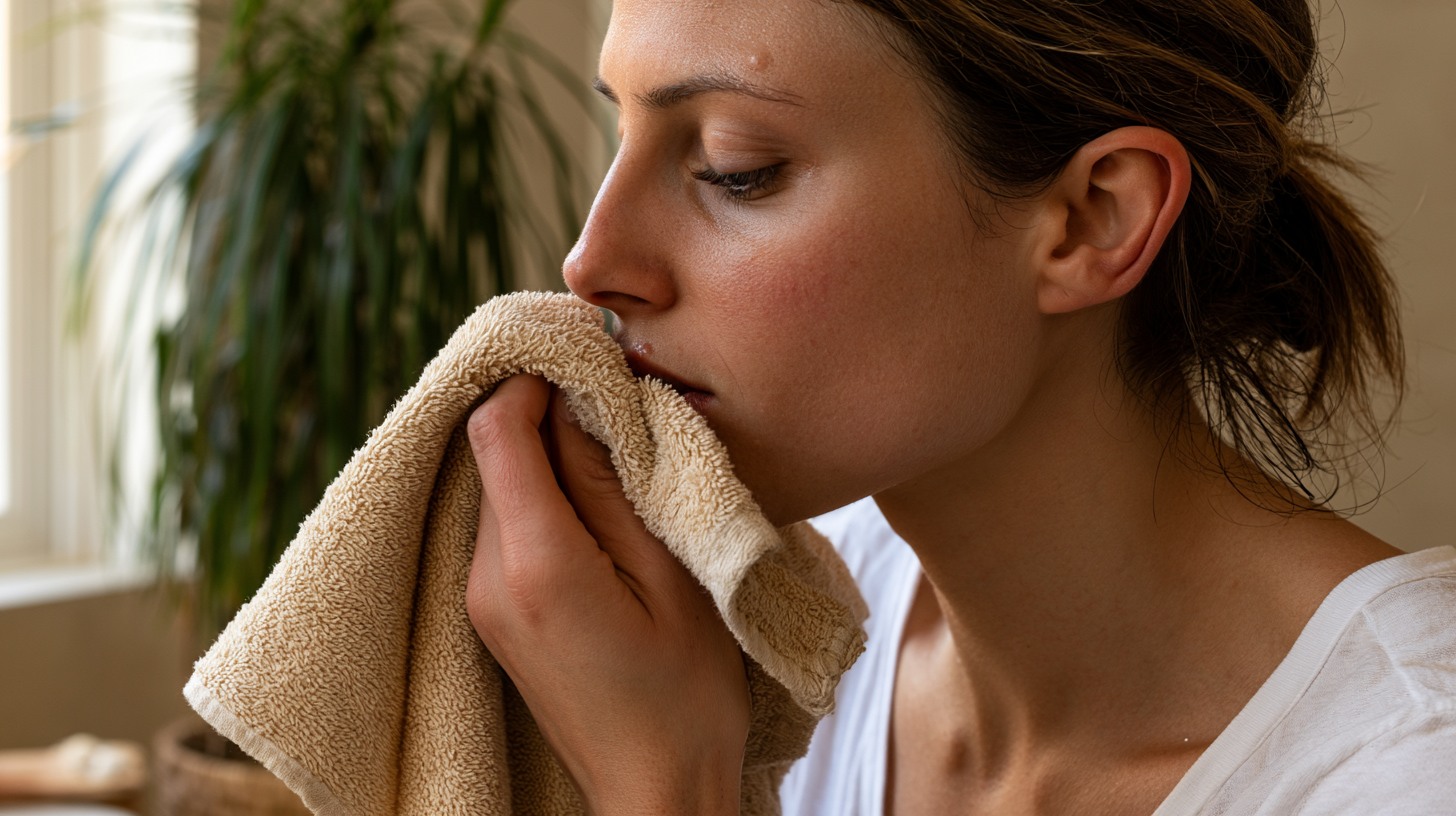 Using a warm compress on a whitehead near the lip.