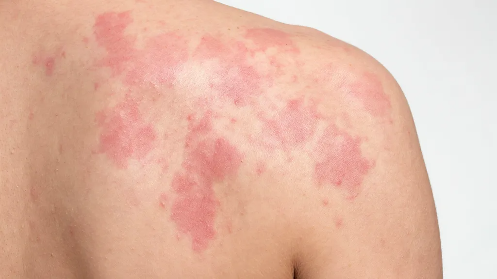 Red, raised rash caused by severe sun exposure.
