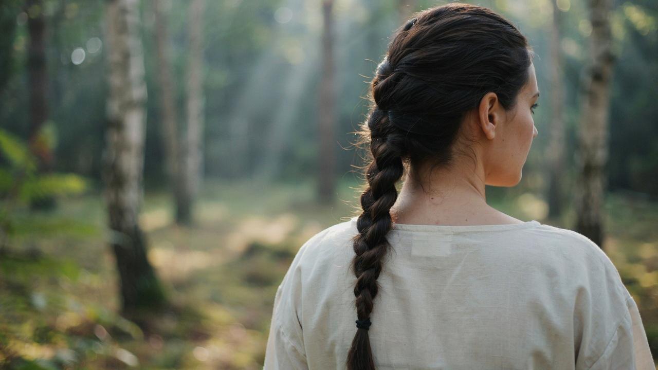 Traditional single braid hairstyle inspired by Native American culture.