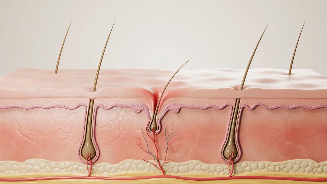 Illustration showing how an ingrown hair becomes trapped beneath the skin after waxing.