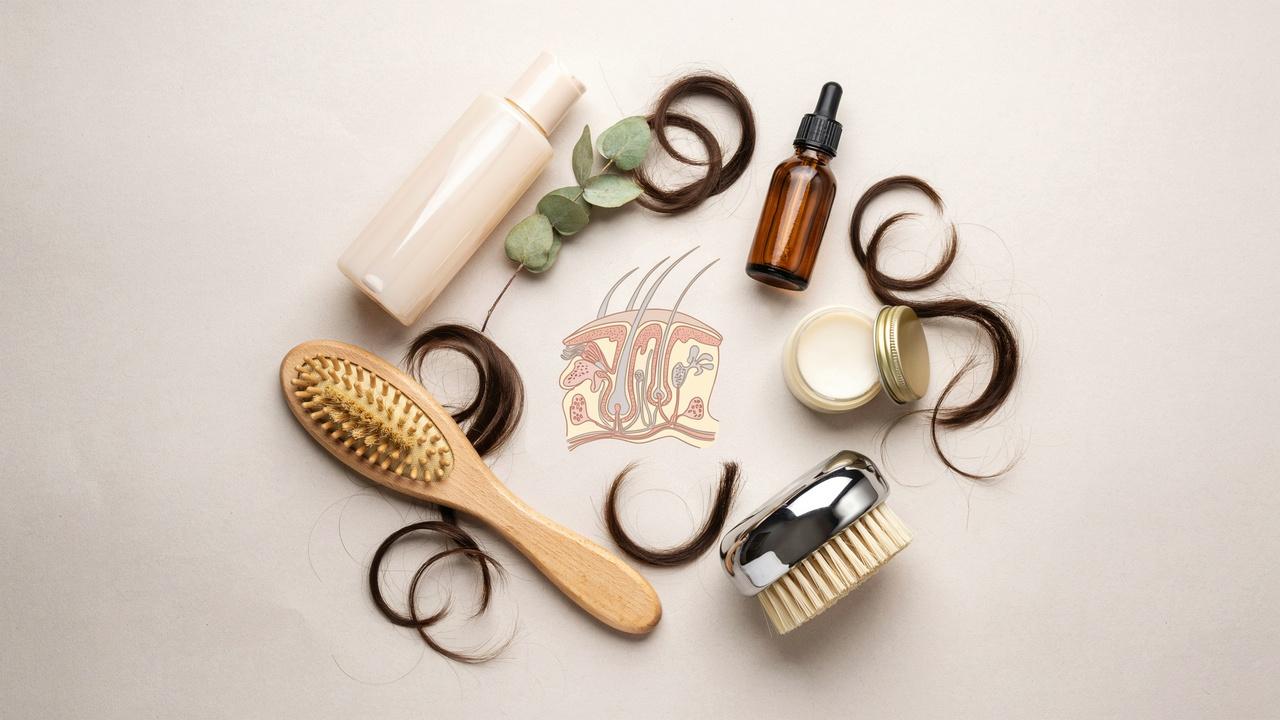 Haircare products representing common causes of greasy hair.