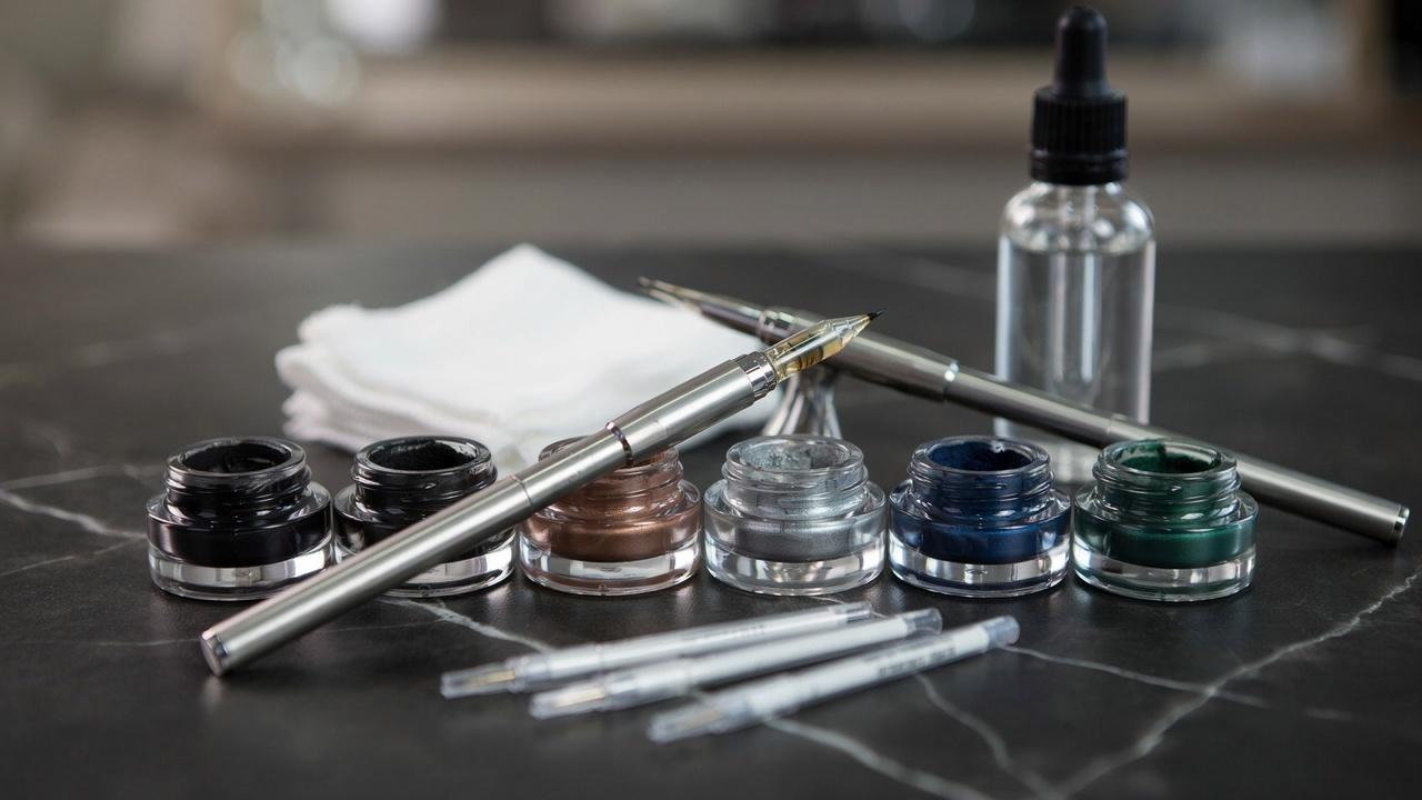 Permanent makeup consultation for choosing an eyeliner style.