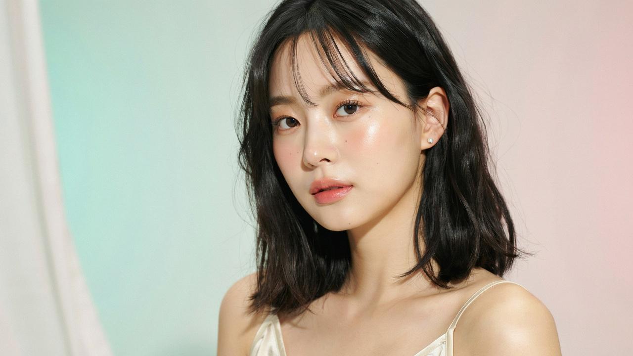 Korean see-through bangs with soft airy fringe.