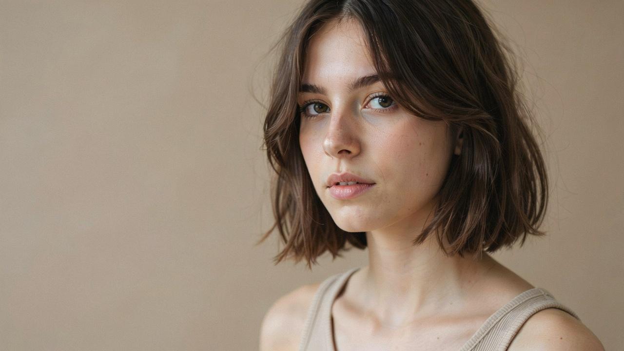 Face-framing shaggy bob with soft layers.