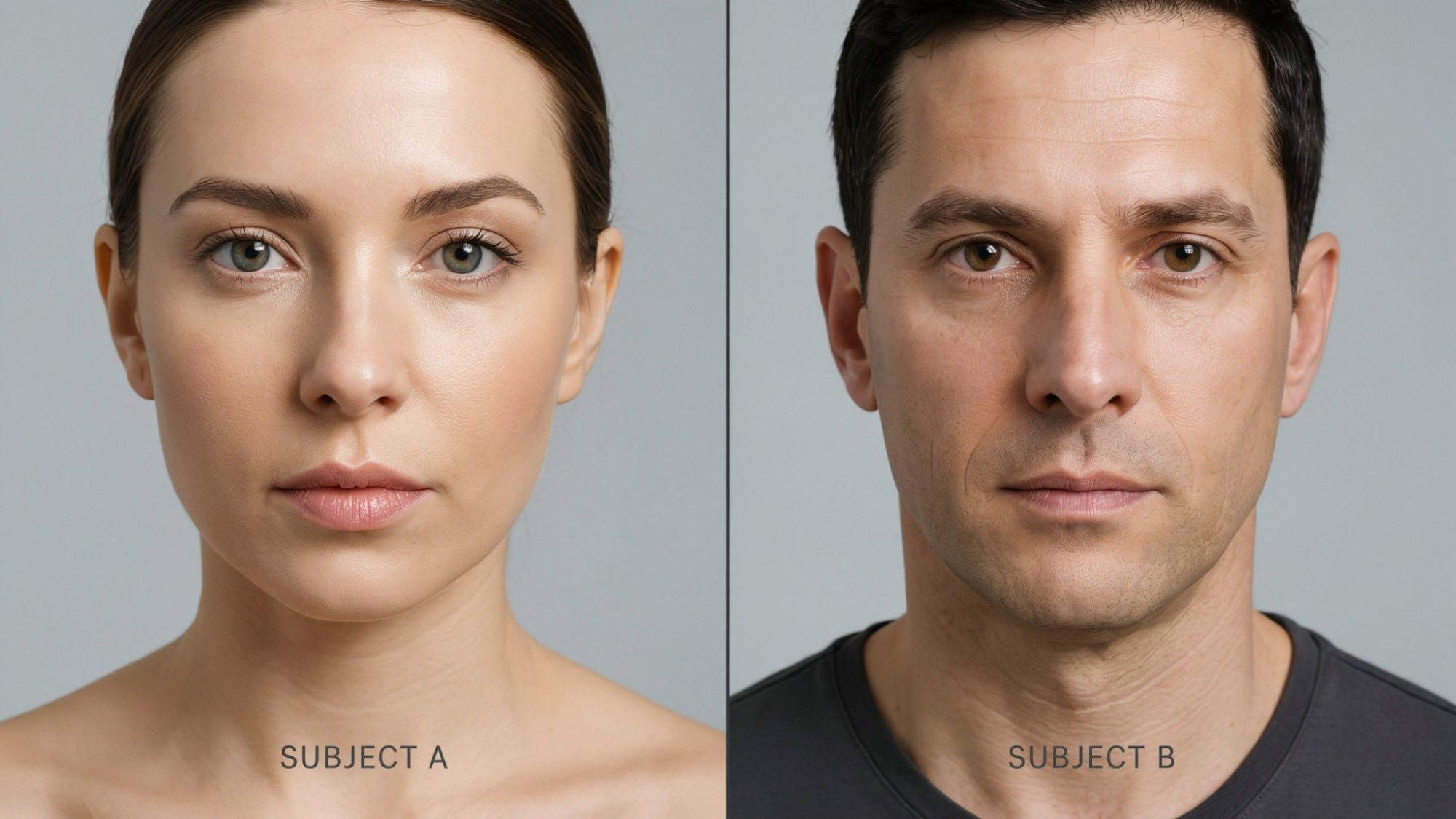 Genetic influence showing similar under-eye fine lines in facial structure.