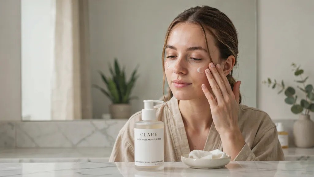Lightweight moisturizer being applied to the skin after acne treatment.