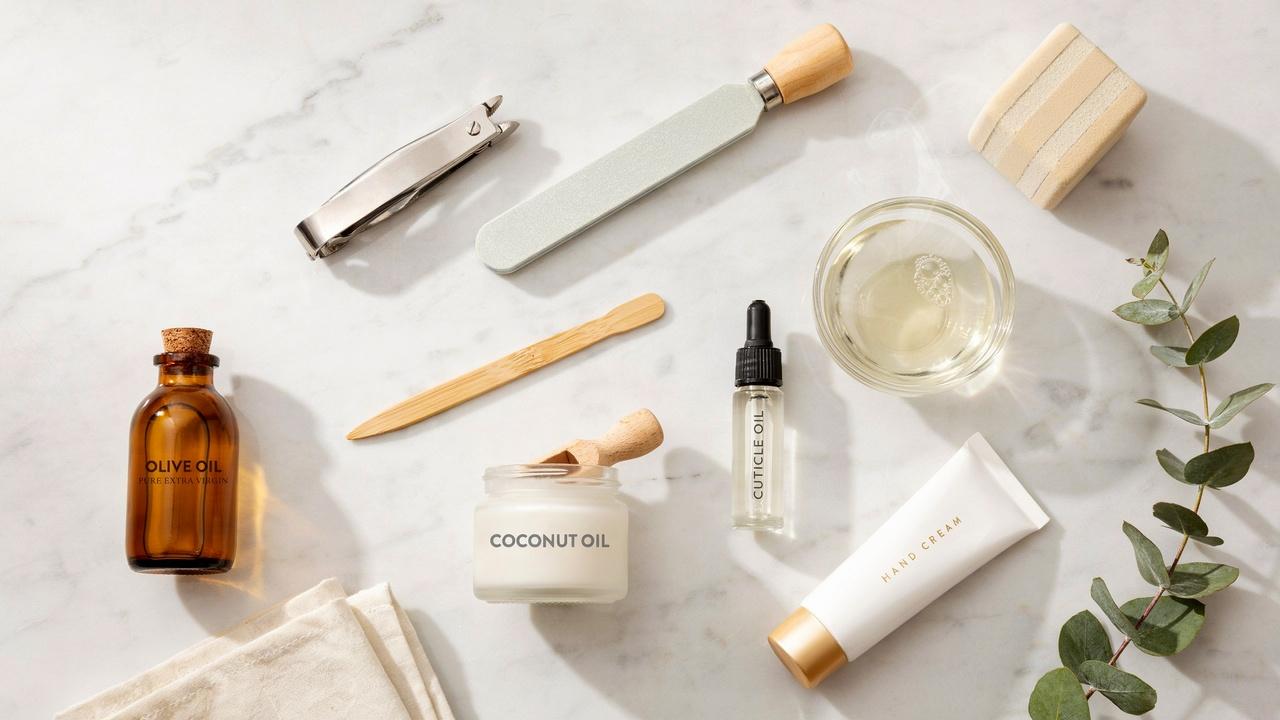 realistic acrylic nail removal tools including warm water oils nail file and cuticle care in refined style
