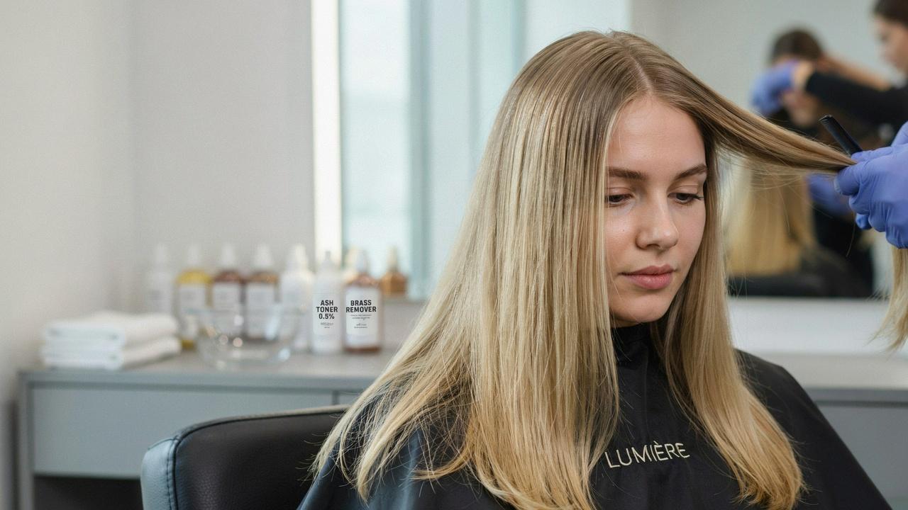 Comparison of faded toner and freshly toned blonde hair showing when to refresh toner.