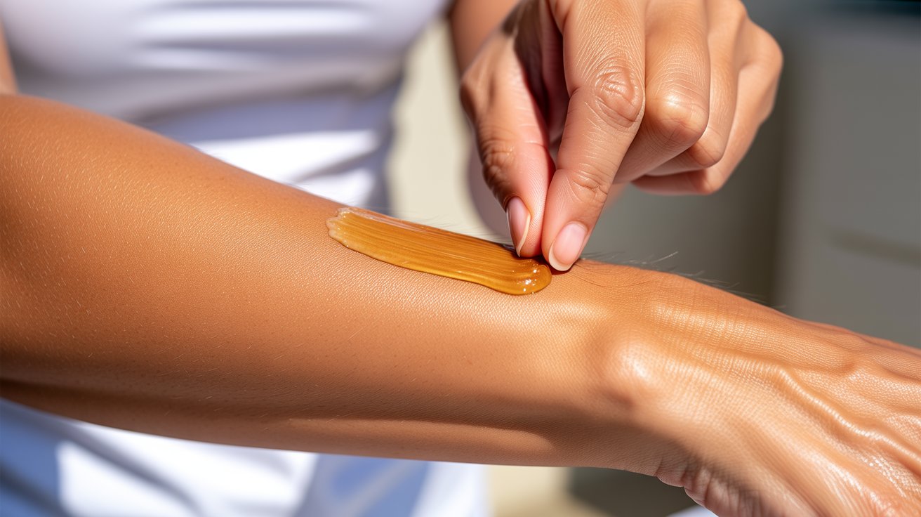 Letting wax cool before removing it from skin.