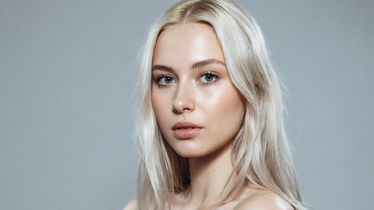 Platinum blonde hair achieved with double process color.