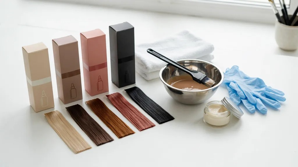 Hair dye options and color shades for choosing the right hair color at home.