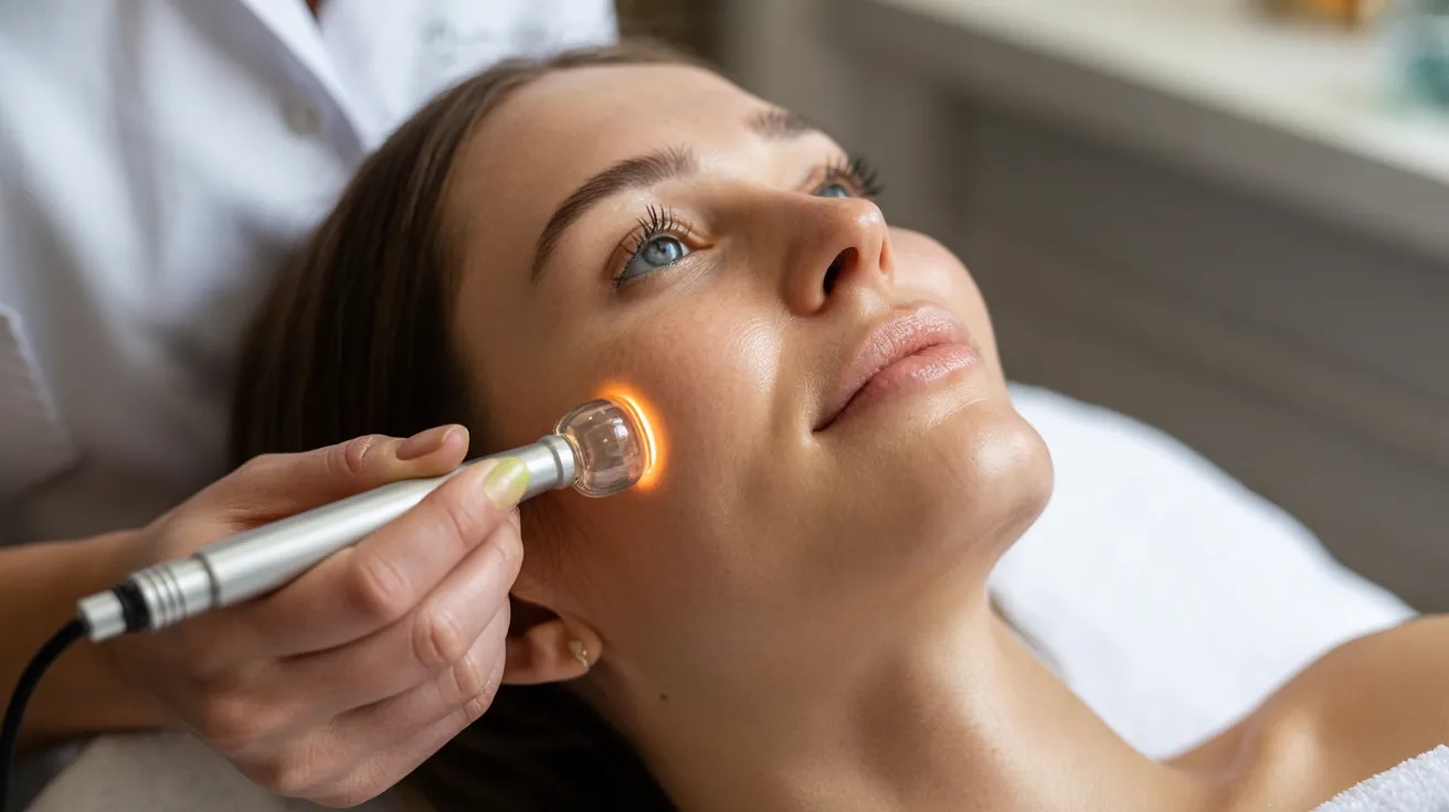 High frequency facial producing oxygen and antibacterial effects to help kill acne-causing bacteria.