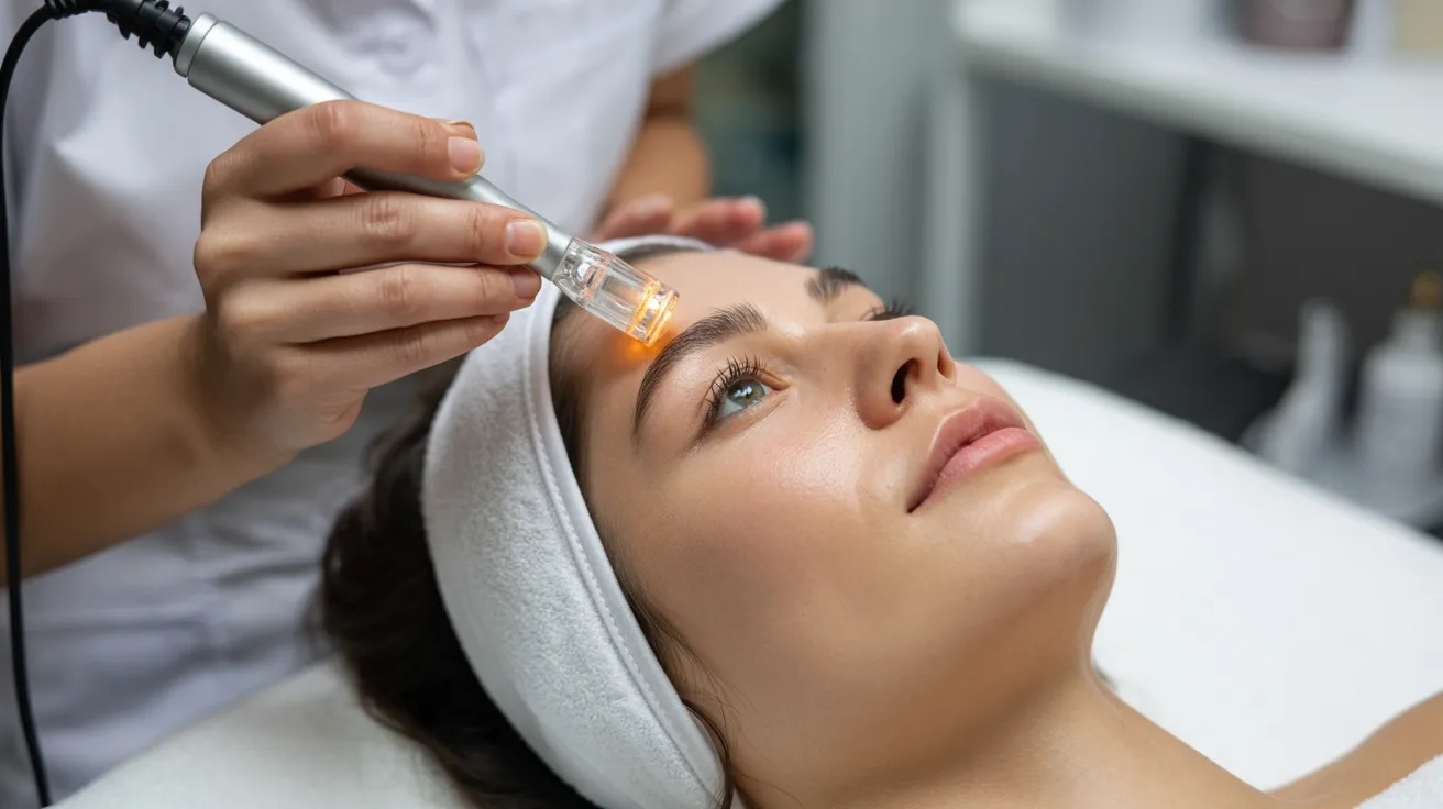 High frequency facial treatment using a glass electrode wand to deliver low-level electrical current for clearer and calmer skin.